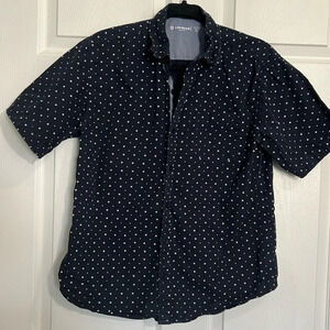 Airwalk boys button down shirt - blue with stars - size L 16/18